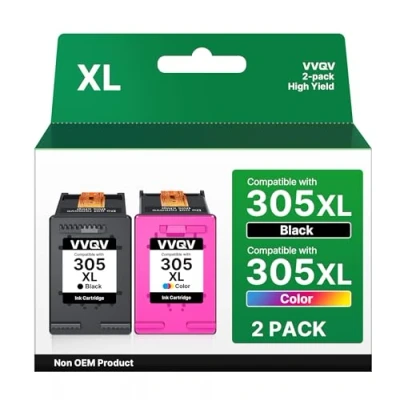 Abbildung von VVQV 305 XL Druckerpatronen 305XL Patronen Ersatz für HP DeskJet 2700 2710 2720 2722 Plus 4100 4120 4130 Envy 6000 6010 6020 6032 Pro 6400 6420 (2 Pack)
