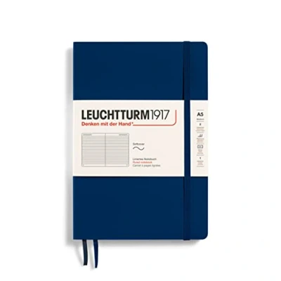 Abbildung von LEUCHTTURM1917 362840 Notizbuch Medium (A5), Softcover, 123 nummerierte Seiten, Marine, Liniert