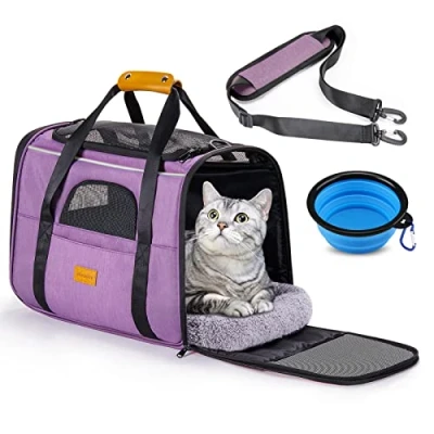Abbildung von Morpilot Transportbox Katze Katzen Transportboxen, Faltbare katzentasche transporttasche, hundetragetasche Transporttasche mit Einstellbar Schultergurt katzenbox