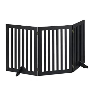 Abbildung von Relaxdays Absperrgitter, freistehendes Schutzgitter, HxB: 92 x 154 cm, mit Füßen, Hunde, Kindergitter klappbar, schwarz