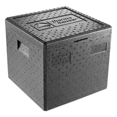Abbildung von thermohauser EPP Thermobox Pizza schwarz mit Deckel 37,5 Liter 41 x 36 cm Pizzabox für Lieferservice