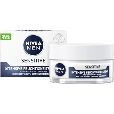 Abbildung von NIVEA MEN Sensitive Intensive Feuchtigkeitscreme, Gesichtscreme mit 48h Feuchtigkeit für empfindliche Männerhaut, Gesichtspflege zur Linderung von Hautirritationen (50 ml)