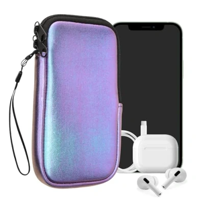 Abbildung von kwmobile Handytasche für Smartphones XL 6,7/6,8&quot; Neopren Handy Hülle Metallic Lavendel Tasche 17,2 x 8,4 cm Innenmaße