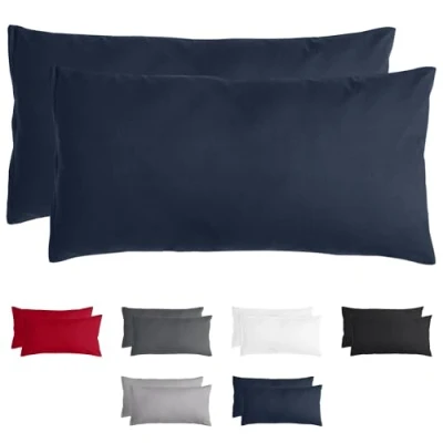 Abbildung von Komfortec Kissenbezug 40x80 cm 2er Set aus Gebürstet Mikrofaser mit Reißverschluss, Atmungskativ und Weich Blau
