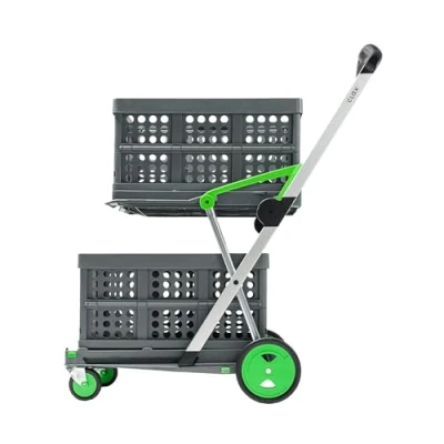Abbildung von CLAX® Der Innovative Einkaufstrolley Einkaufswagen Lagerwagen mit 2 Faltboxen grün