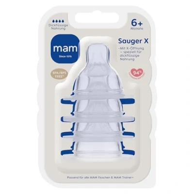 Abbildung von MAM Sauger Größe X , Flaschensauger (Durchflussrate extra schnell), weicher Trinksauger passend für alle Flaschen &amp; Trainer, ab 6+ Monate, 1 stück (1er Pack)