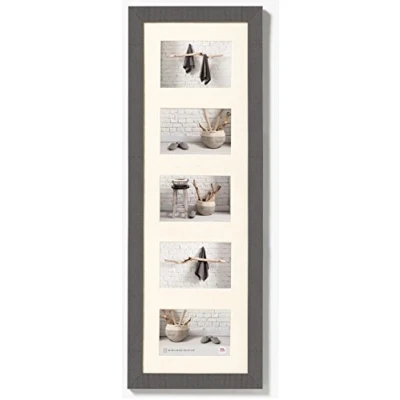 Abbildung von walther design Bilderrahmen grau 5X 10x15 cm Galerie mit Passepartout, Home Holzrahmen HO515D