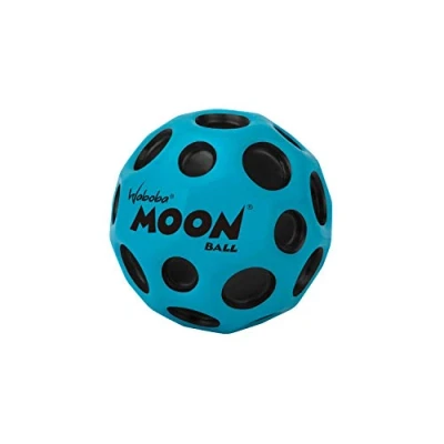 Abbildung von Waboba Moon Ball am Höchsten Springender Gummiball Patentiertes Original Design Ballkrater Erzeugen beim Aufprall ein knallendes Geräusch Leicht Greifbar Flummies für Kinder BLAU 65 mm