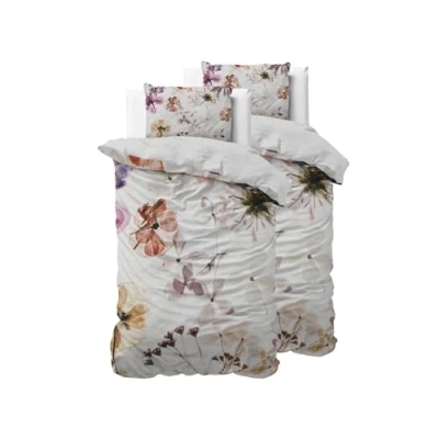Abbildung von Sleeptime Bettwäsche 4teilig 135cm x 200cm weiß Wunderschöne Blumen weich &amp; bügelfrei Bettbezüge mit Reißverschluss Set 2 Kissenbezüge 80cm