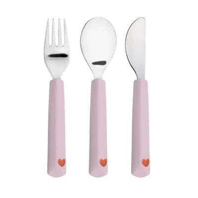 Abbildung von LÄSSIG Kinderbesteck Set 3 teilig Gabel, Löffel, Messer Edelstahl Silikongriff/Cutlery with Silicone Handle Happy Rascals Heart