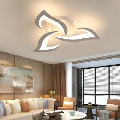 Abbildung von Comely Deckenlampe LED Wohnzimmer, 58cm 36W Lampen Deckenleuchte, Moderne Blütenblatt Design für Wohnzimmer Küche Schlafzimmer Esszimmer, 3000K Warmweißes Licht, Weiß