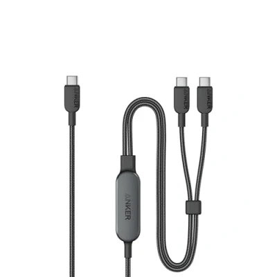 Abbildung von Anker USB C auf Kabel, 140W Max 2 in 1 Kabel 1,8m, für iPhone 16/16 Pro/16 Pro Max/16 Plus/15 Serie, Galaxy S24/S23, MacBook Air/Pro, Lenovo, HP, iPad, und mehr (USB 2.0, Flecht Design)