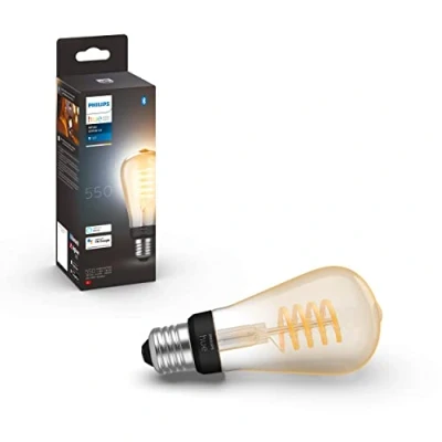 Abbildung von Philips Hue White Ambiance E27 Filament Edison (550 lm), dimmbare LED Lampe für das Lichtsystem mit allen Weißtönen, smarte Lichtsteuerung über Sprache und App