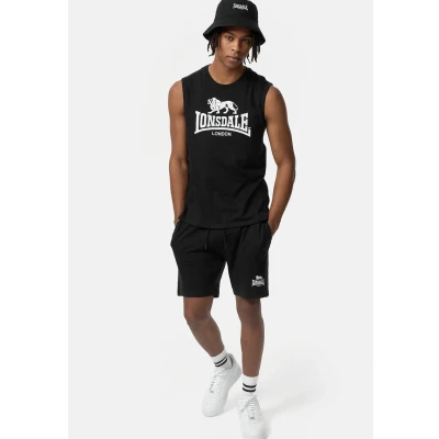 Abbildung von Lonsdale Herren ärmelloses T Shirt &amp; Shorts Set normale Passform ALLANTON Black/White M 117434