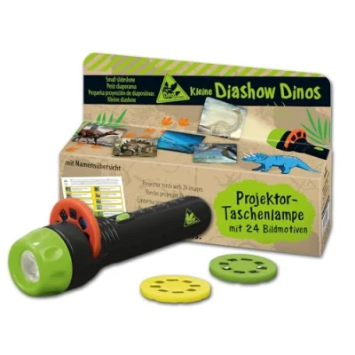 Abbildung von moses 40236 Kleine Diashow Dinos Projektor Taschenlampe für Kinder, mit 24 Dinosaurier Bildern und Namensübersicht, Dino, Small