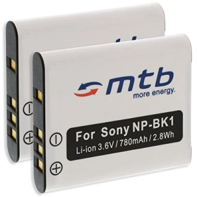 Abbildung von 2X Akku NP BK1 kompatibel mit Sony Cyber Shot DSC S950, S980, W370... / Bloggie... Webbie... (s. Liste)
