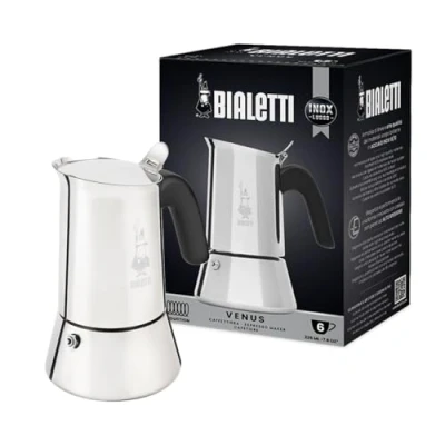 Abbildung von Bialetti New Venus Induction, Edelstahl Herd Espresso Kaffeemaschine, Geeignet für Alle Herdarten, 6 Tassen, Aluminium, 235 milliliters Silber