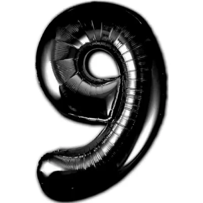 Abbildung von Luftballon 9. Geburtstag Zahl 9 Schwarz XXL Riesen Folienballon 100cm Geburtstagsdeko Ballon Deko zum Geburtstag. Fliegt mit Helium.