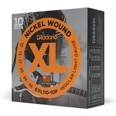 Abbildung von D&#039;Addario Gitarrensaiten E Gitarre Gitarren Saiten EXL110 10P Regular Light, 10 46 Stück