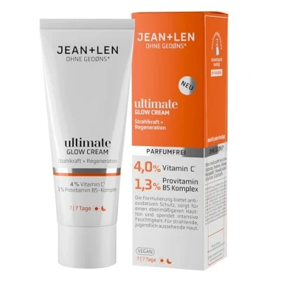 Abbildung von Jean &amp; Len Ultimate Glow Cream, ideal für jeden Hauttyp geeignet, sorgt ein strahlendes Hautbild, mit Vitamin C Derivat, parfümfreie und vegane Gesichtscreme, 50 ml