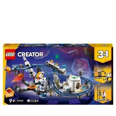 Abbildung von LEGO 31142 Creator 3 in 1 Weltraum Achterbahn, Bausatz Einer Spielzeug Kirmes mit funktionierenden Wägen, umbaubar frei fallenden Fallturm oder Karussell Raketen und leuchtenden Steinen