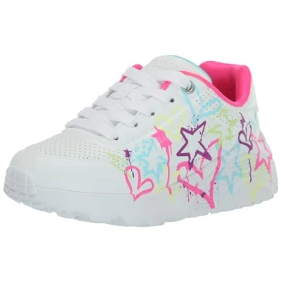 Abbildung von Skechers Street Girls Sneaker, White Synthetic/Neon Multi Trim, 33.5 EU