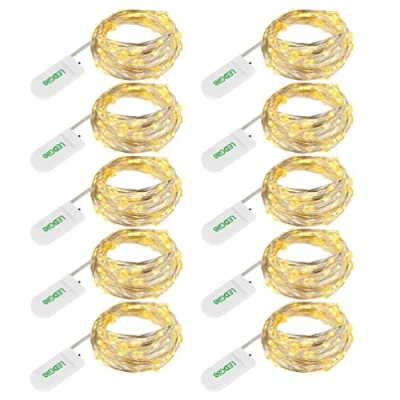 Abbildung von LEDGLE 10er Stück LED Lichterkette Batterie Kupfer Drahtlichterkette Warmweiß 1.2M&amp;24LEDs Lichterketten Weihnachten Batteriebetrieben wasserdichte Lichter Flasche Dekoration