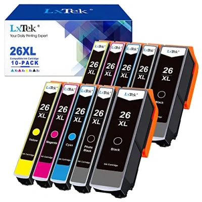 Abbildung von LxTek 26XL Druckerpatronen Kompatibel für Epson Multipack Expression Premium XP 600 620 510 520 820 810 800 605 615 700 720 XP600 XP620 (10er Pack)