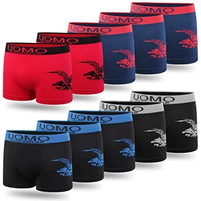 Abbildung von L&amp;K 10er Pack Boxershorts Jungen aus Mikrofaser Größe ab 140/146 bis 176/182 mit Motiv bequem Seamless Kinder Unterhosen 1601 AD