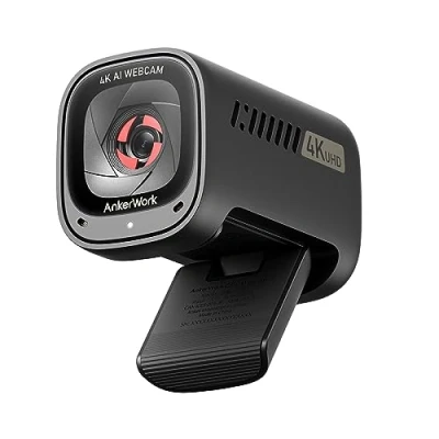 Abbildung von AnkerWork C310 Webcam, 4K 12MP, 1080p@60FPS HDR, KI Autofokus, Framing, Mikros mit Geräuschunterdrückung, Datenschutzabdeckung &amp; einstellbares FOV, für Videochat Livestreams
