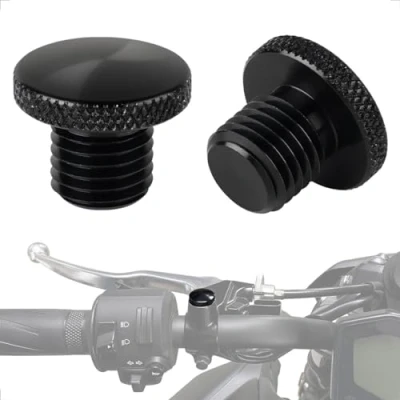Abbildung von Evermotor M10 Motorrad Spiegel Stopfen CNC Abdeckung M10x1.25 Blindstopfen Aluminium Anodische Oxidation Schrauben Gewinde Verkleidungsschrauben 2xRechtsgewinde/clockwise(Ein Paar)