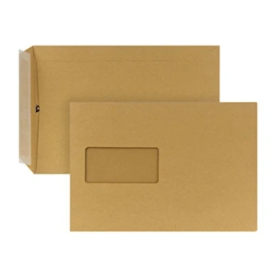 Abbildung von POSTHORN Versandtasche C5 (500 Stück), haftklebende Versandtaschen mit Fenster, braune für die tägliche Korrespondenz, Geschäftspost und Co., 229 x 162 x1 mm, 90g/m²