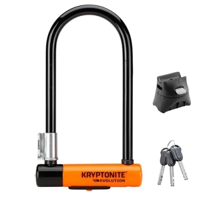 Abbildung von Kryptonite Evolution Standard Bügelschloss Sicherheitsgrad 8/10, Anti Diebstahl Fahrradschloss Hohe Sicherheit, Inklusive Transporthalterung und 3 Schlüsseln 10,2 cm x 22,9