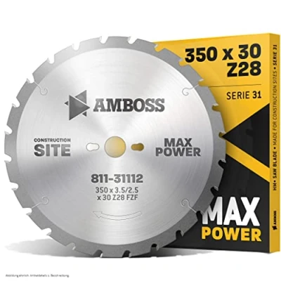 Abbildung von AMBOSS Werkzeuge Hochwertiges HM Kreissägeblatt Für extremen Einsatz auf Baustellen FWF (Ø 350 mm x 3,5 30 (28 Zähne))