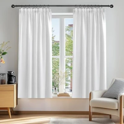 Abbildung von Deconovo Gardinen Verdunkelungsvorhang Kräuselband Schlafzimmer Thermogardine, 138x168 cm(HöhexBreite), Silber Grau, 2er Set