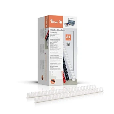 Abbildung von Peach Plastikbinderücken A4 16mm 145 Blatt 100 Stück weiß PB416 01
