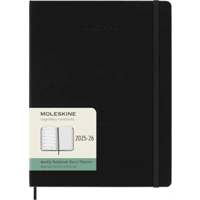Abbildung von Moleskine Wochen Notizkalender 2025 2026, 18 Monats Wochenplaner mit Notizplatz, Harte Einband und Gummiband, XL 19 x 25 cm, Schwarz