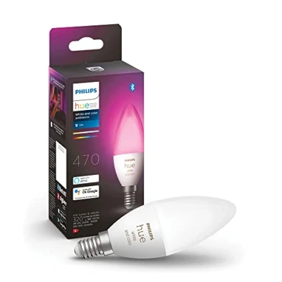 Abbildung von Philips Hue White &amp; Color Ambiance E14 LED Leuchte (470 lm), dimmbare Lampe für das Lichtsystem mit 16 Mio. Farben, smarte Lichtsteuerung über Sprache und App