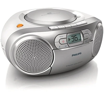 Abbildung von Philips AZ127/12 CD Soundmachine, Player Tragbar (UKW Radio, CD, Kassettendeck, Dynamic Bass Boost, Audioeingang) Silber