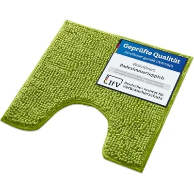 Abbildung von WohnDirect Badematte 45x45cm MIT WC Ausschnitt Grün rutschfest &amp; Waschbar Badezimmerteppich zum Set kombinierbar, Badvorleger, Garnitur, Badteppich