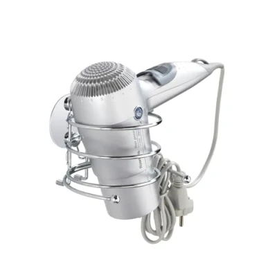 Abbildung von WENKO Turbo Loc® Haartrocknerhalter, Föhnhalterung fürs Badezimmer, mit Kabelhalter, Befestigung ohne Bohren, aus verchromtem Stahl, 14 x 7,5 11,5 cm