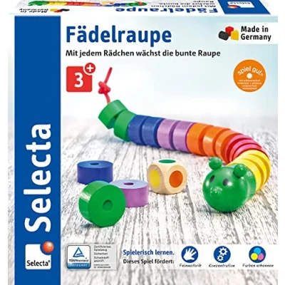 Abbildung von Selecta 63005 Fädelraupe, Würfel und Fädelspiel,3 Jahre to 6 Jahre, mehrfarbig