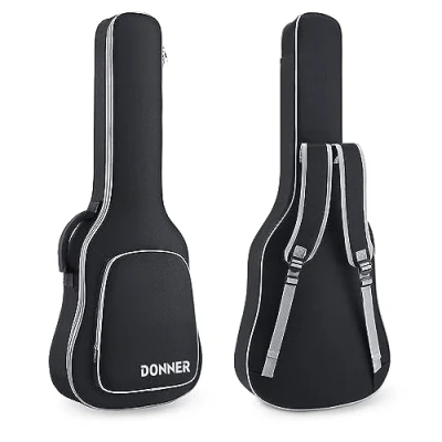 Abbildung von Donner E Gitarre Gig Bag Gitarrentasche 8mm gepolstert wasserdicht Rucksack für 39 Zoll Gitarre, Schwarz