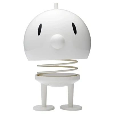 Abbildung von Hoptimist Bumble Wackelfigur &amp; Glücksbringer, Skandinavische Deko Figuren für Wohnzimmer, Schreibtisch, Büro, Bürodeko Lustige Kleine Geschenke, 15 X 24 cm, Large, Weiß