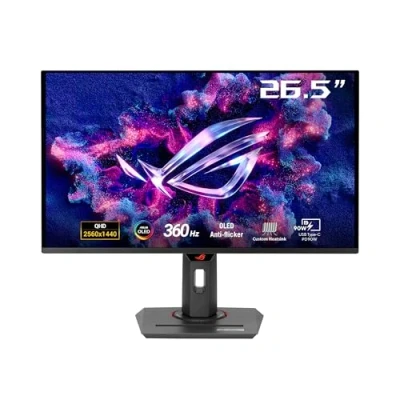 Abbildung von ASUS ROG Strix OLED XG27ACDNG 27 Zoll WQHD Gaming Monitor 360 Hz, 0.03ms GtG, G Sync, FreeSync, AdaptiveSync, DisplayHDR 400 QD OLED, 16:9, DP 1.4 DSC, HDMI 2.1, USB C mit 90W, Hub, Ergo.