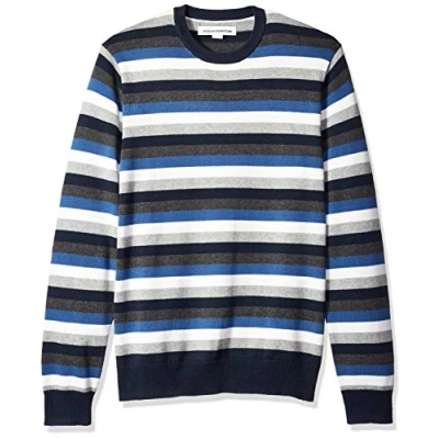 Abbildung von Amazon Essentials Herren Pullover mit Rundhalsausschnitt (in Übergrößen erhältlich), Mehrfarbig Streifen, L