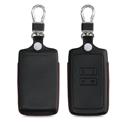 Abbildung von kwmobile Autoschlüssel Hülle kompatibel mit Renault 4 Tasten Smartkey (nur Keyless Go) Leder Schutzhülle Schlüsselhülle Schwarz Rot