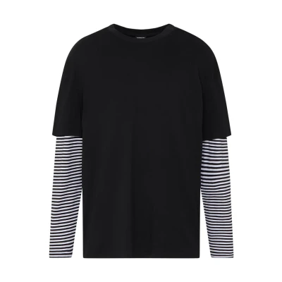 Abbildung von Urban Classics Double Layer Striped TEE Langarmshirt, Herren, Größe: Small, Black