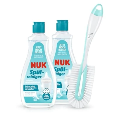 Abbildung von NUK Babyflaschenreiniger &amp; Flaschenbürste 2 x Flaschenreiniger, 1 Bürste Twist für Flasche Sauger 500 ml Ideal zur Reinigung von Babyflaschen, Saugern Zubehör Duftstofffreier Reiniger