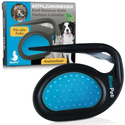 Abbildung von BluePet 1x Entfilzungskamm für Hunde &amp; Entfilzungsmesser Katzen Knoten verfilztes Fell entfernen Entfilzer Pflegemesser langhaarige Tiere Knotenkamm Knotenentferner Filzkamm
